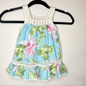 Coral Reef girls Hawaiian crochet floral dress 1T